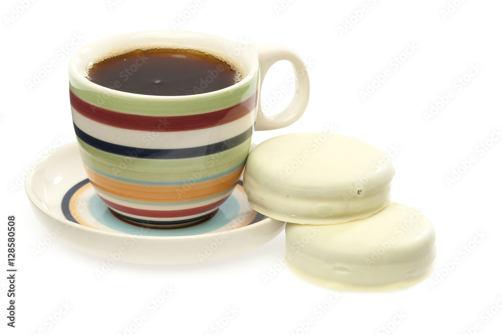 coffee with white cookies coffee with white cookies