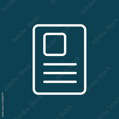 thin line document icon on blue background