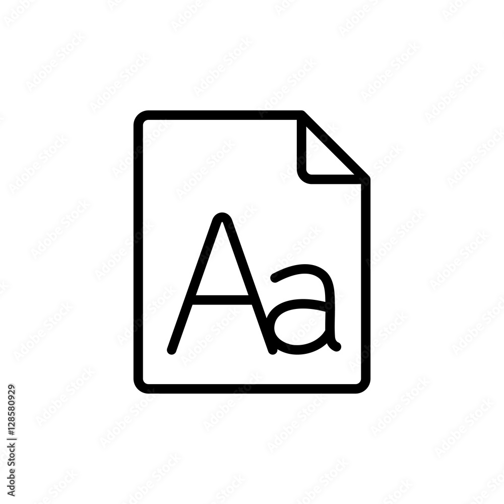 thin line grammar, letter file, icon on white background thin line grammar, letter file, icon on white background
