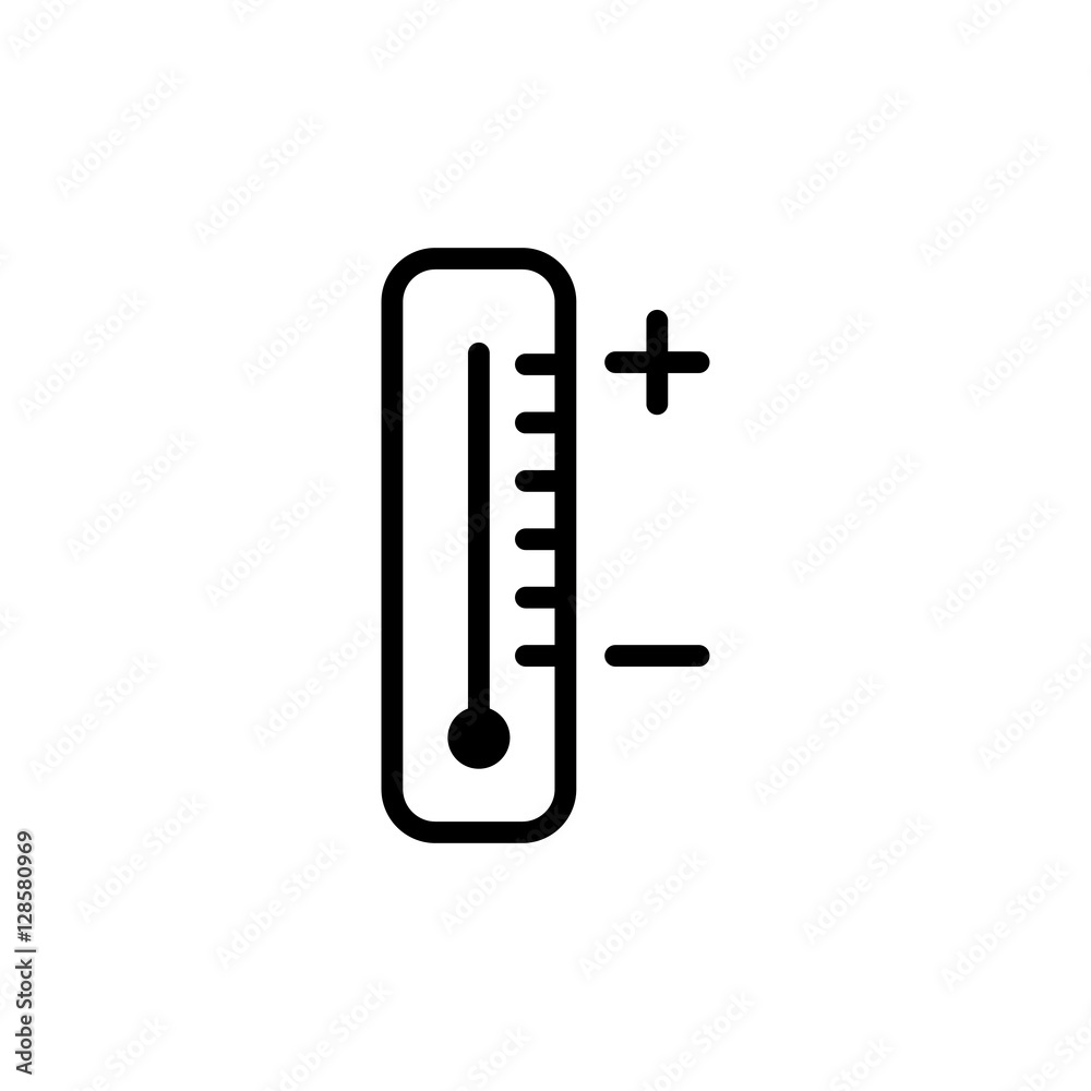 thin line thermometer icon on white background thin line thermometer icon on white background