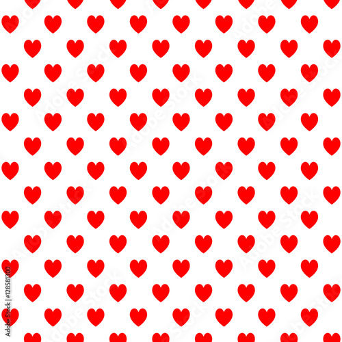 seamless pattern with red hearts on a white background