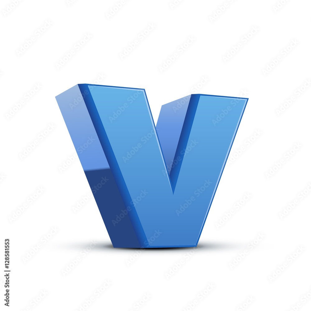 lowercase blue letter V