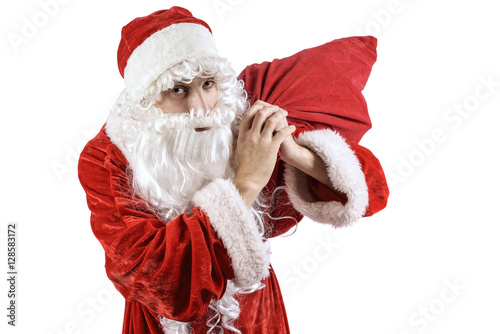 Santa Claus with a bag of gifts