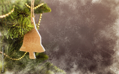 Greeting card Christmas decoration calendar with wooden tree 