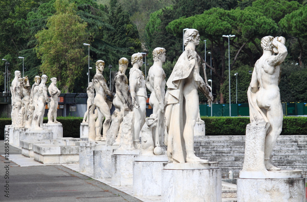 Marble statues in the Marble Stadium of Rome, Italy Marble statues in the Marble Stadium of Rome, Italy