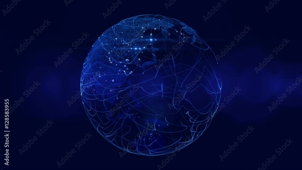 Blue Digital Globe With City Lights