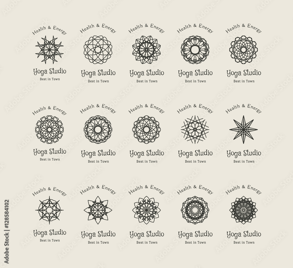 Yoga Studio Vector Logo Templates Set Yoga Studio Vector Logo Templates Set