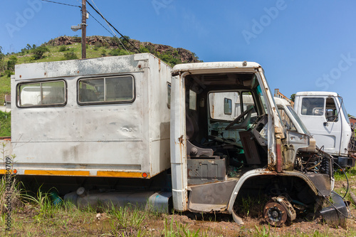 Trucks Scrapped Vehicles abandoned countryside road