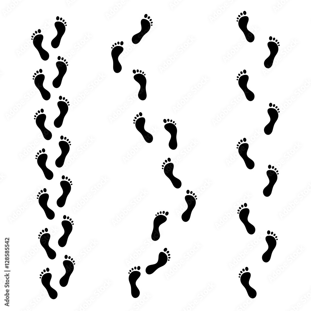Foot Trail. Footprints or Barefoot. Vector Foot Trail. Footprints or Barefoot. Vector
