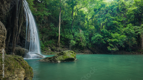 Green and clean waterfall for relaxation  Erawan s waterfall   L