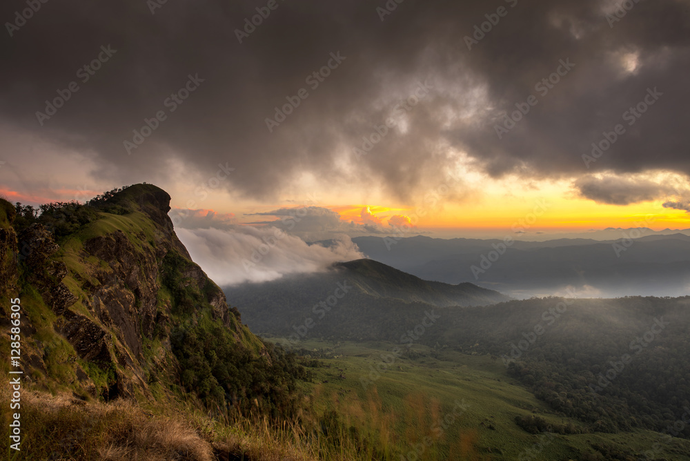 Sunset in the mountain, Doi Mon Jong, Chiangmai, Thailand