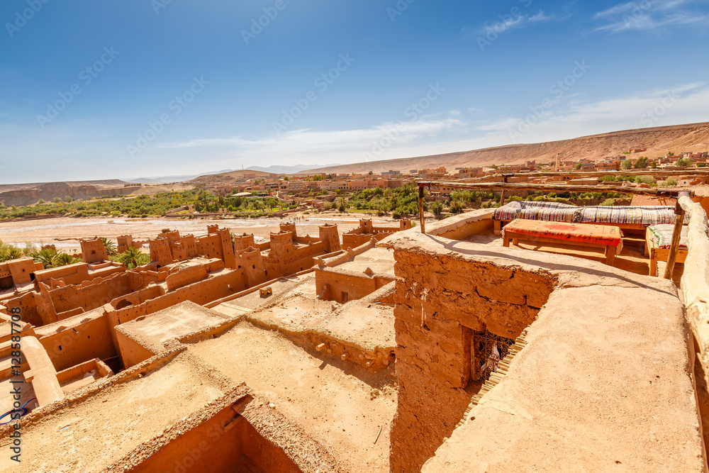 View of the roof the fortress Ait Ben Haddou