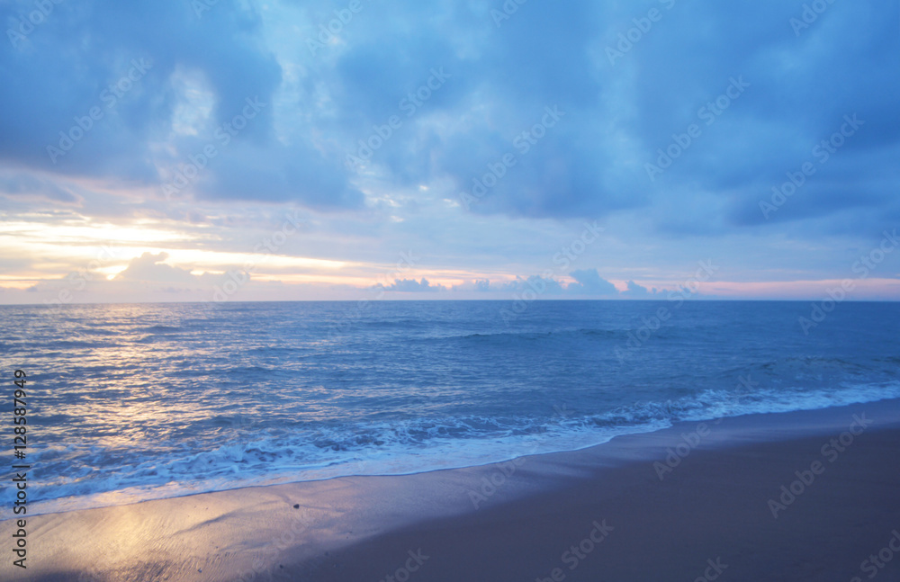 Sunset at sea  ,beach background 