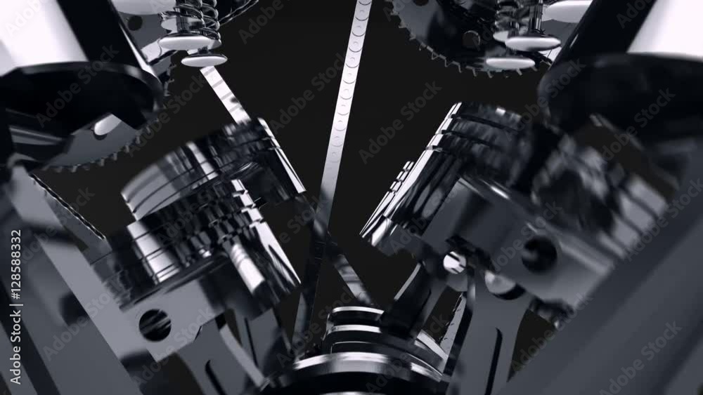 3D animation of a working V8 engine. 3D animation of a working V8 engine.