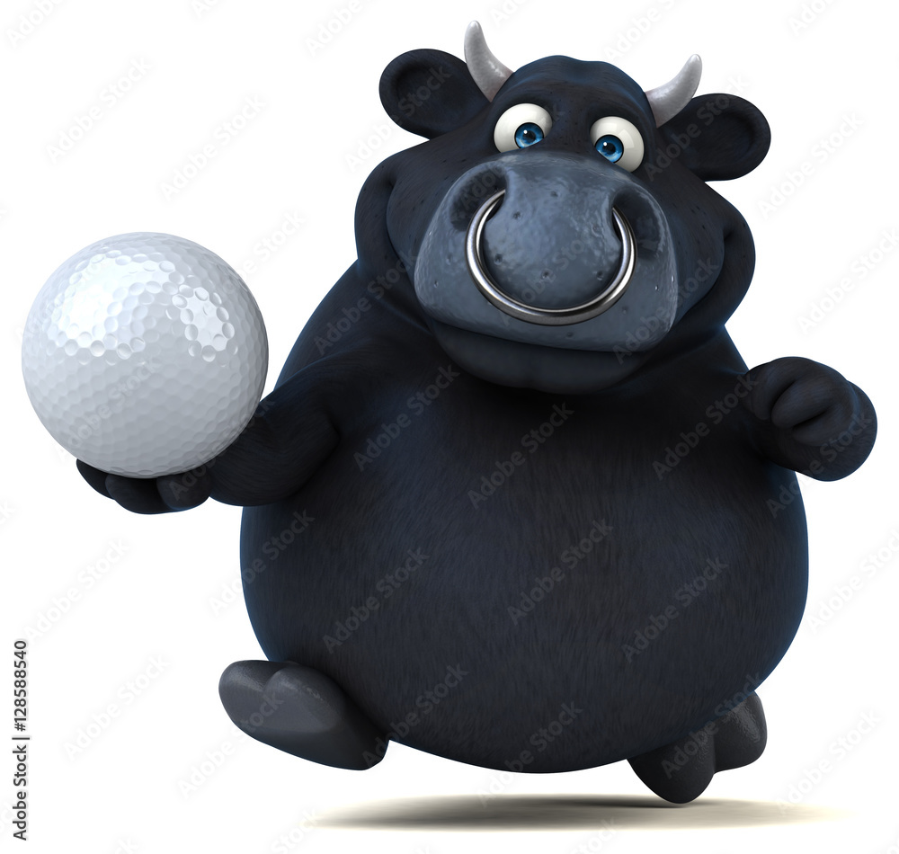 Naklejka premium Black bull - 3D Illustration