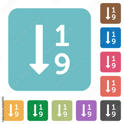 Ascending numbered list square flat icons