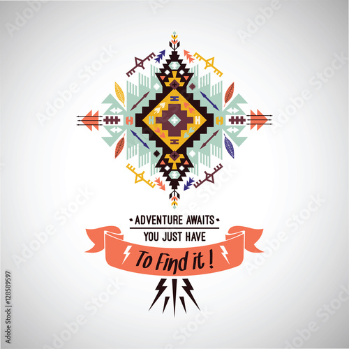 Vector colorful decorative element on native ethnic style