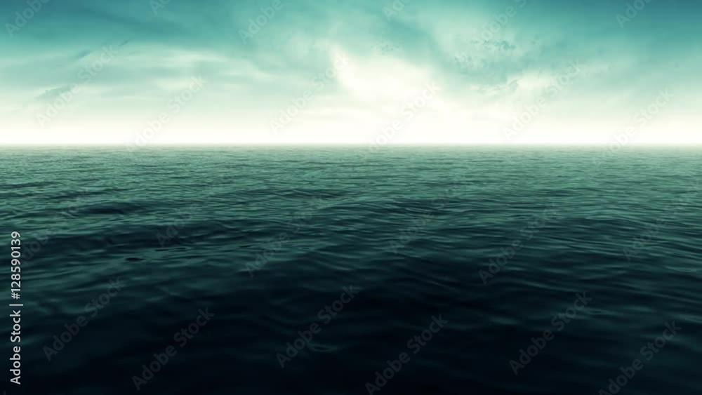 Green Calm Ocean Scene With Clouds Green Calm Ocean Scene With Clouds