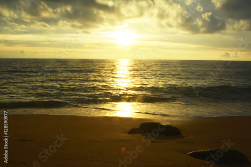 Sunset at sea   beach background 