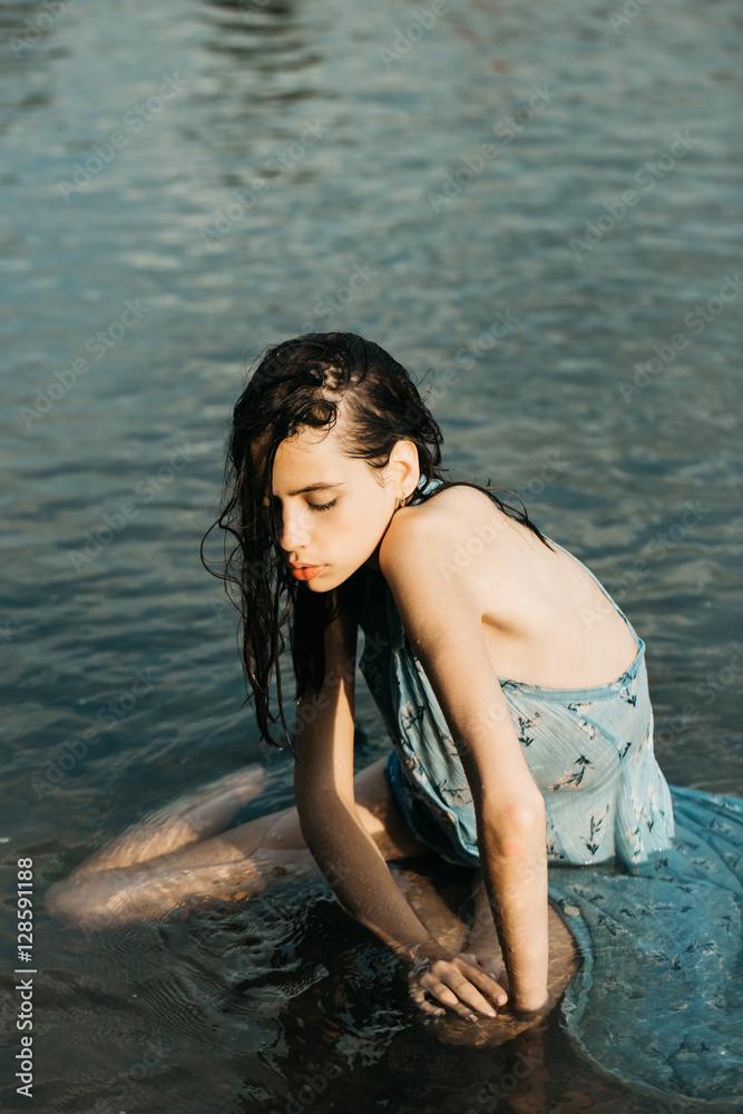 Pretty girl in water