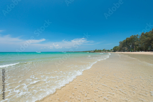Beautiful turquoise sea, Exotic beach with gentle wave and clear on beach with blue sky