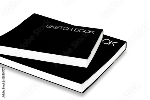 Sketch book on white background.