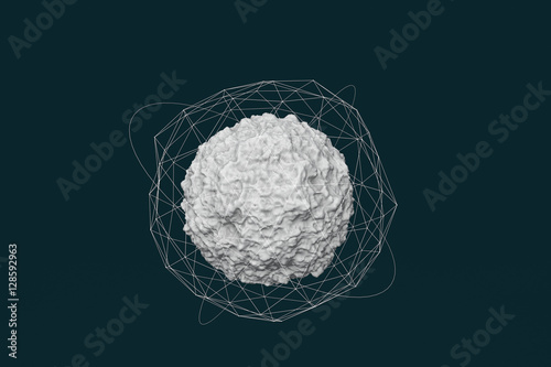 3d illustration abstract sphere with futuristic network photo