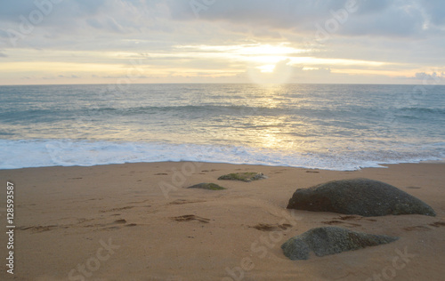 Sunset at sea ,beach background 