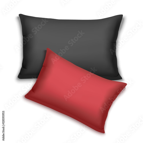 vector realistic isolated black and red pillows