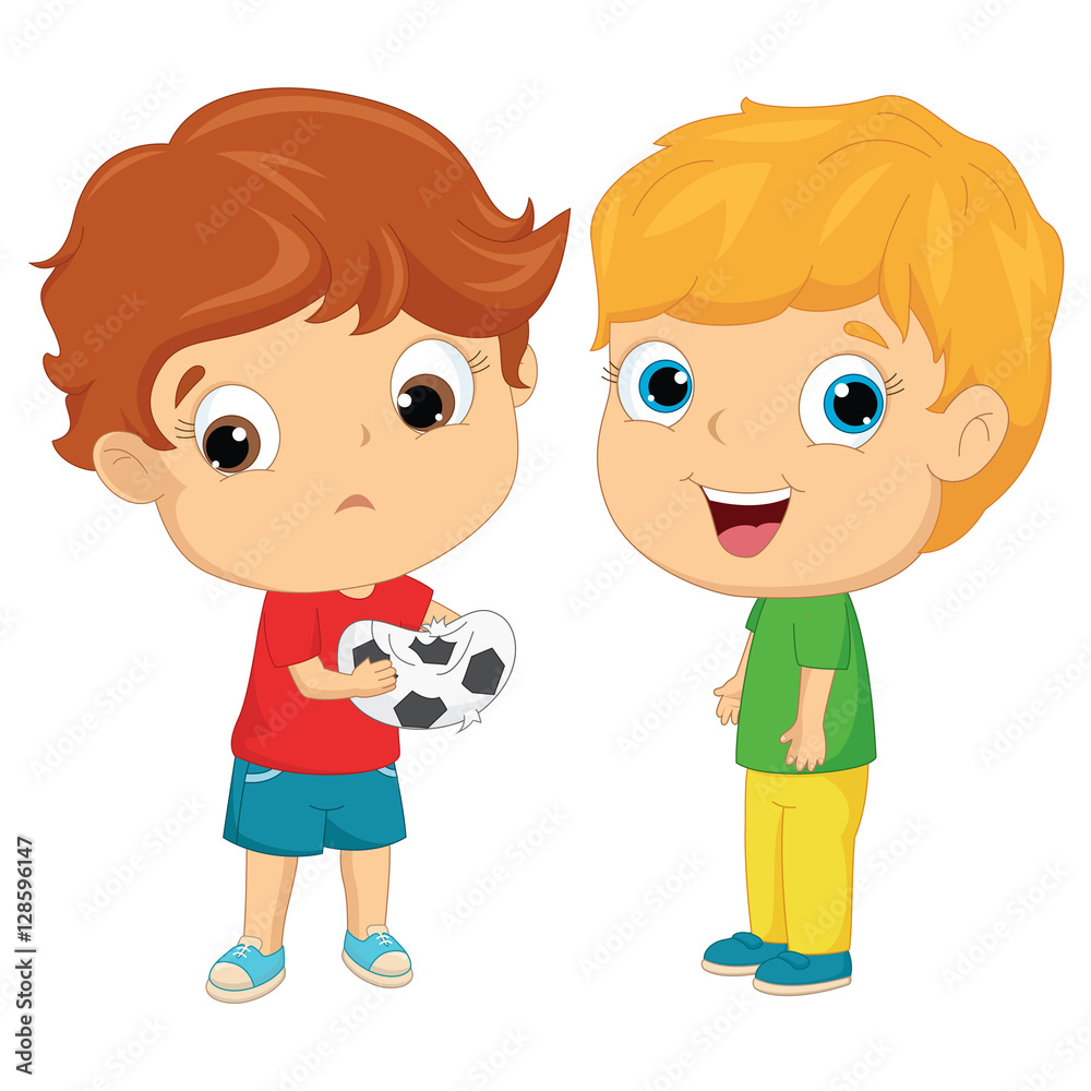 Vector Illustration Of Happy and Unhappy Kids Vector Illustration Of Happy and Unhappy Kids