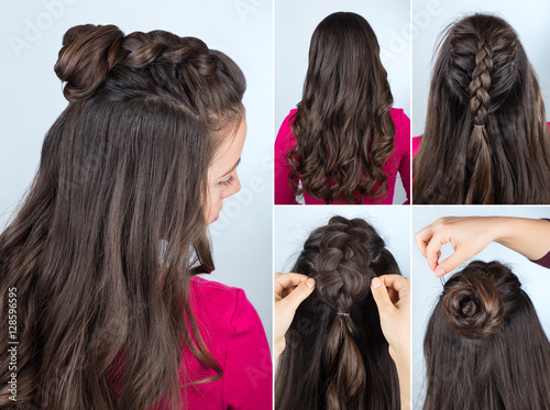 hairstyle bun with plait tutorial