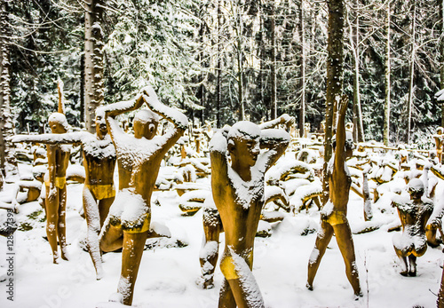 Patsaspuisto (Mystical forest) with 500 sculptures. KOITSANLAHTI, PARIKKALA, FINLAND 