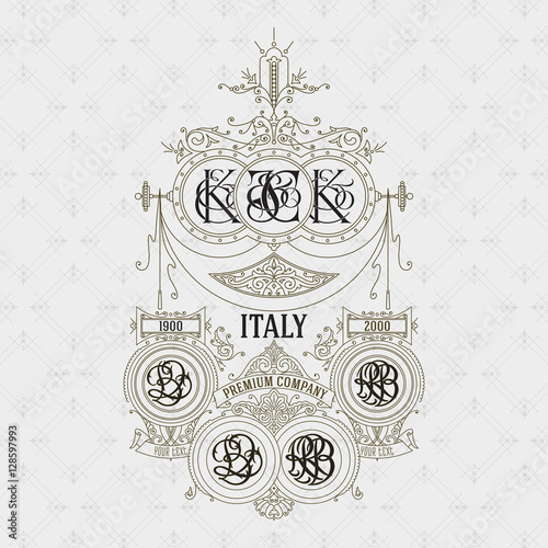 Old vintage card with floral ornament - vector