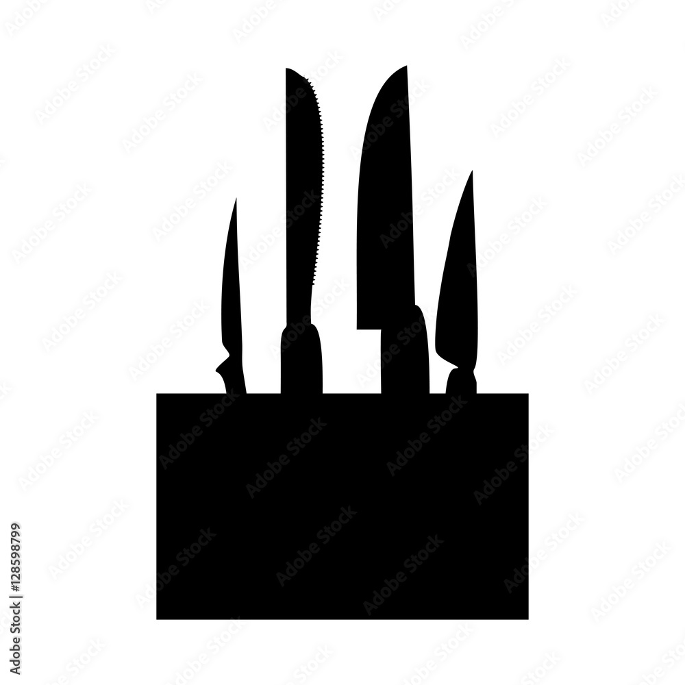 monochrome silhouette with knife block set vector illustration monochrome silhouette with knife block set vector illustration