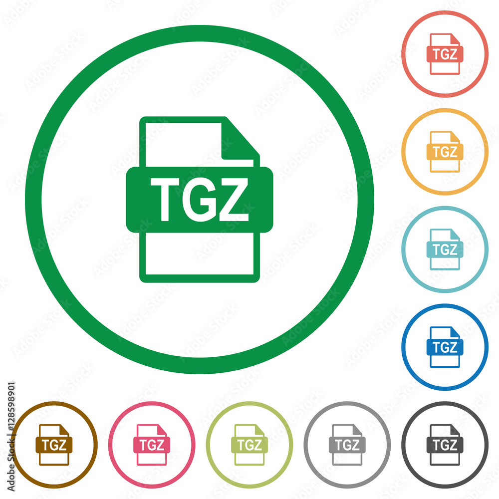 TGZ file format flat icons with outlines TGZ file format flat icons with outlines