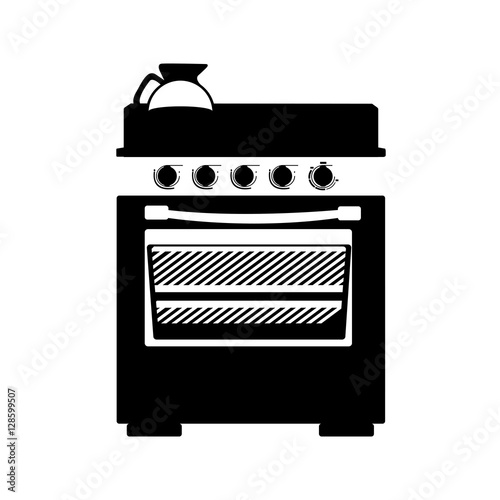 monochrome silhouette stove with oven vector illustration