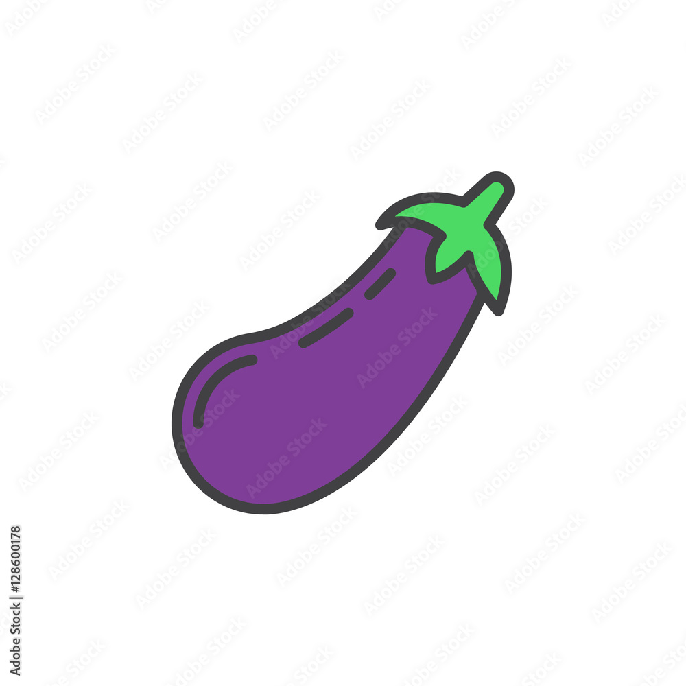 Eggplant, aubergine line icon, filled outline vector sign, linear colorful pictogram isolated on white. logo illustration Eggplant, aubergine line icon, filled outline vector sign, linear colorful pictogram isolated on white. logo illustration