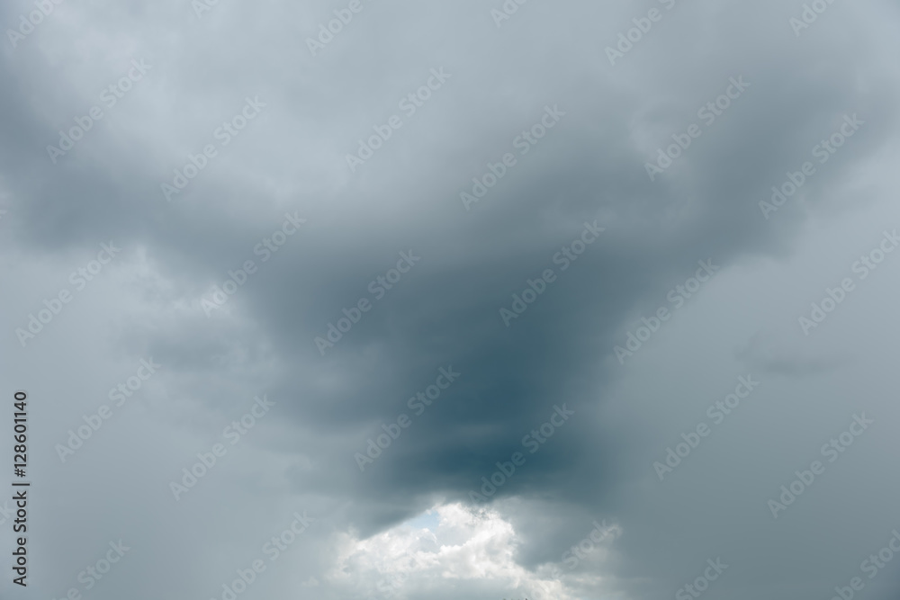 Black cloud and thunder storm, Dramatic dark cloud before rainy