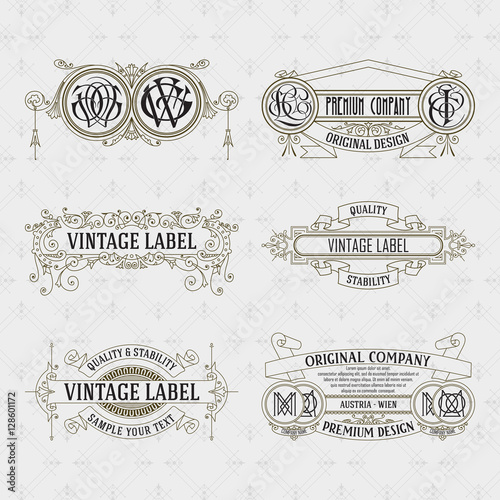 6 Old vintage card with floral ornament - vector