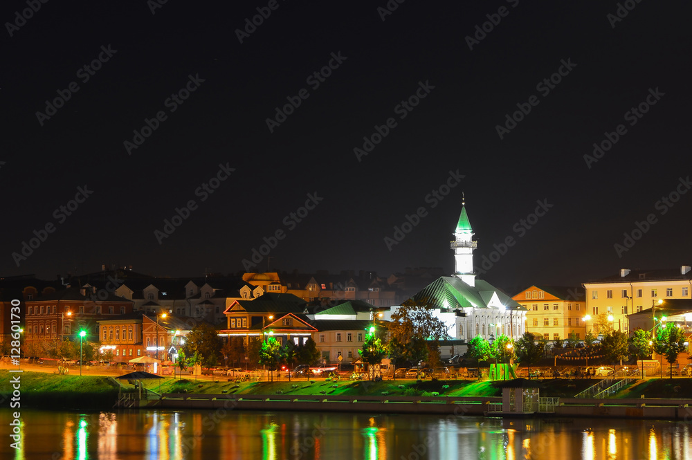Mosque Al-Marjani in Kazan, Tatarstan. night landscape. Mosque Al-Marjani in Kazan, Tatarstan. night landscape.
