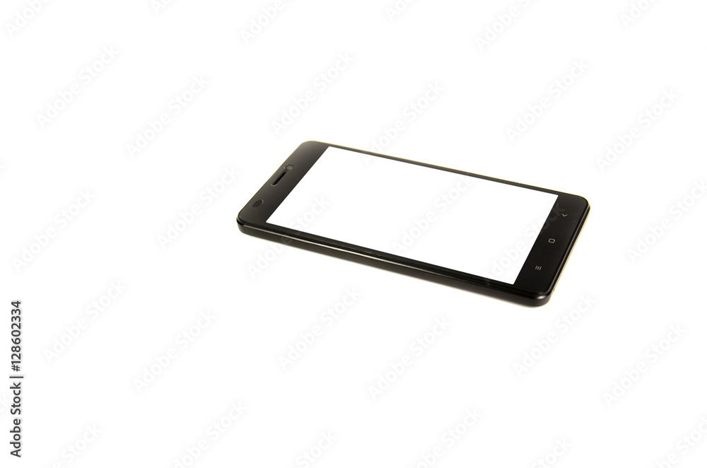 Modern smartphone with blank screen isolated on white background Modern smartphone with blank screen isolated on white background