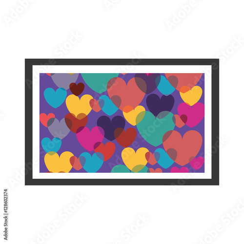 colorful decorative picture frame with hearts vector illustration