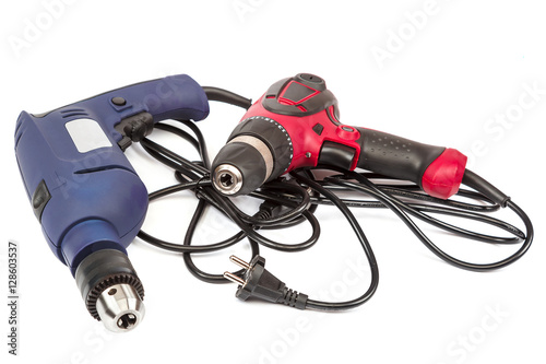 Obraz na płótnie Hammer drill or screwdriver on white background