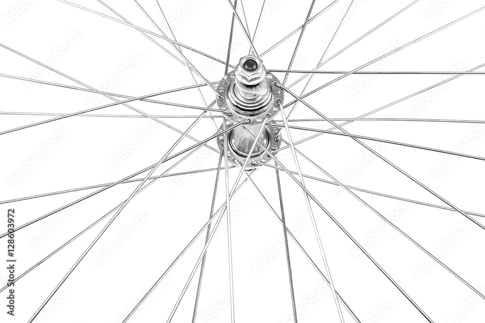Fototapeta premium Bicycle wheel with spokes and the sleeve