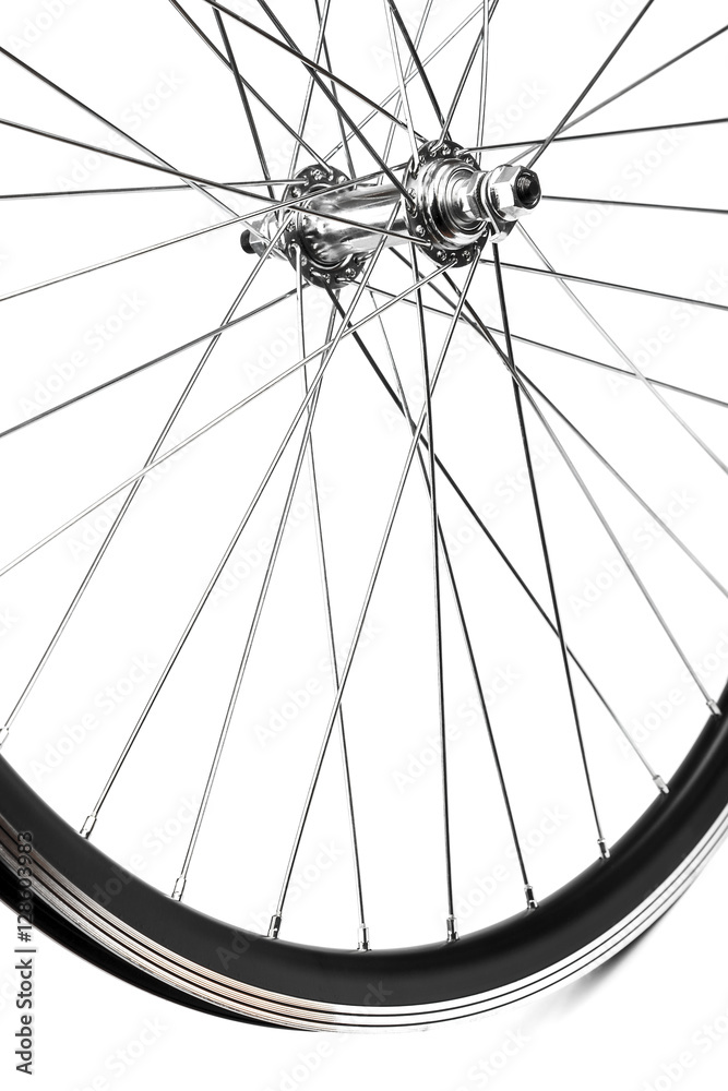 Fototapeta premium Bicycle wheel with spokes and the sleeve