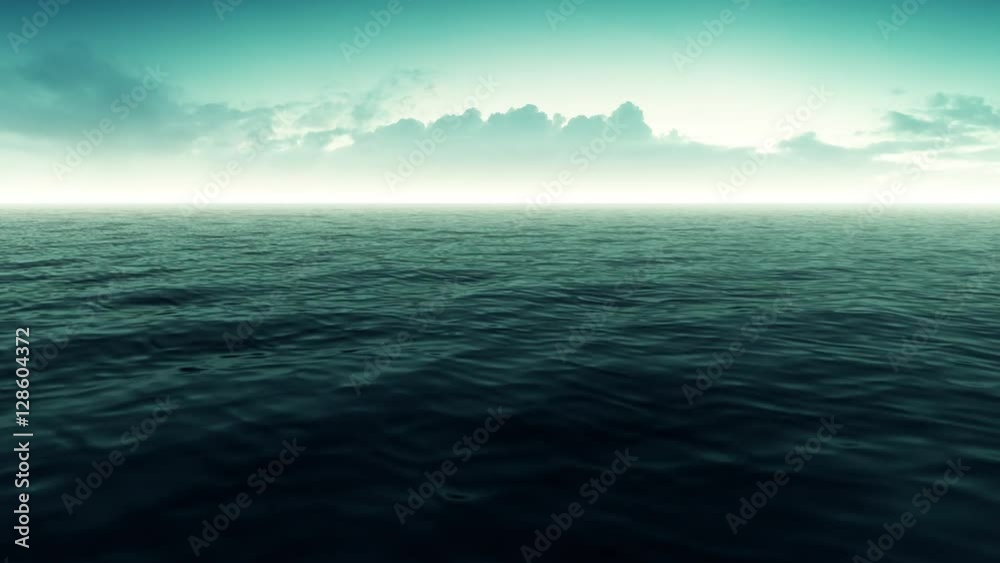 Green Calm Ocean Scene With Clouds Green Calm Ocean Scene With Clouds