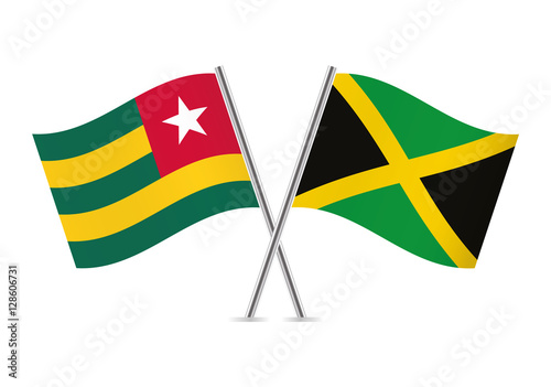 Togo and Jamaica flags. Vector illustration.