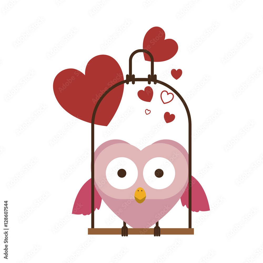 swing decorate with hearts and owl standing vector illustration swing decorate with hearts and owl standing vector illustration
