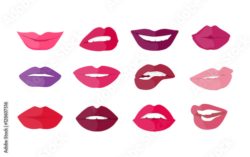 Set of Lips with Expression Emotions