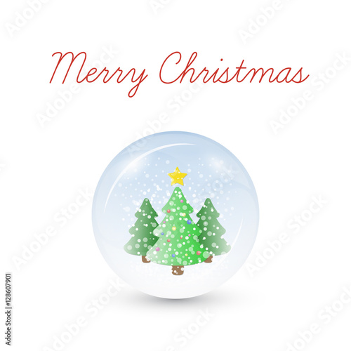 Merry Christmas Glass Ball. EPS 10 vector.